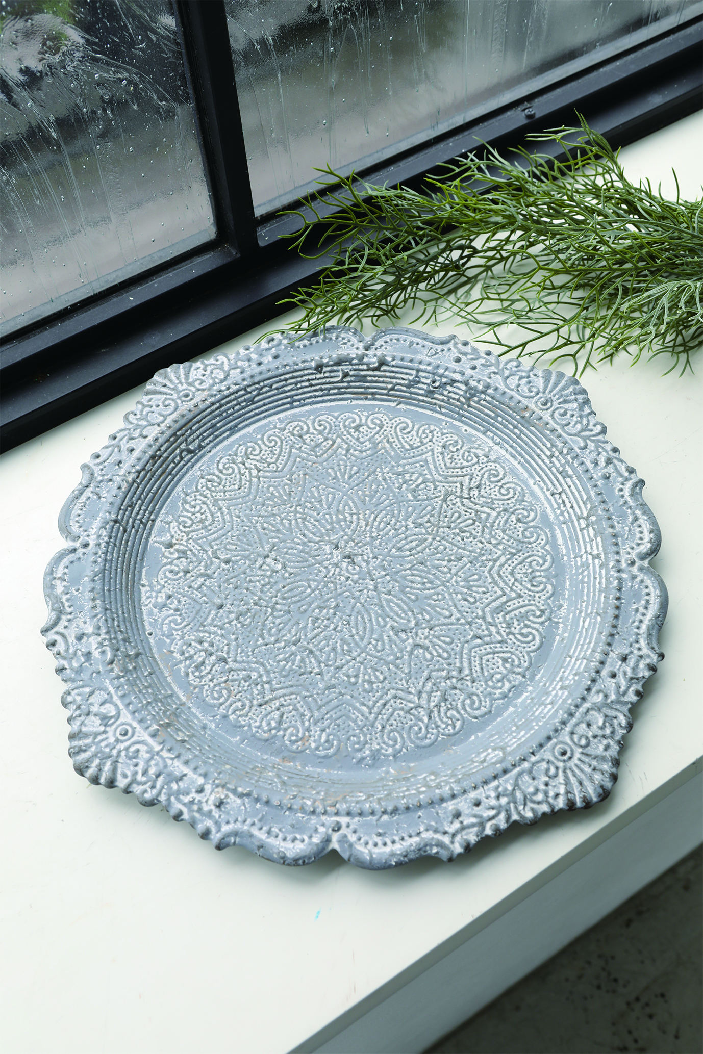 ダマスクレース・トレー　ラウンド